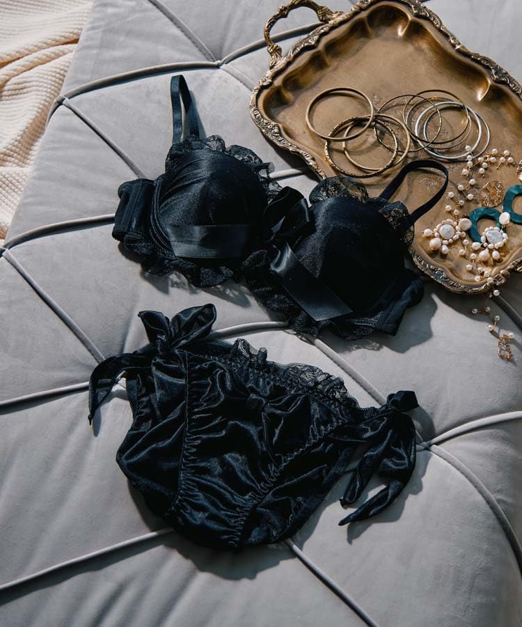 Nozari Sexy Half Bra Panty Size C70 & Set, Women's, Black, 57-33-25-1502,