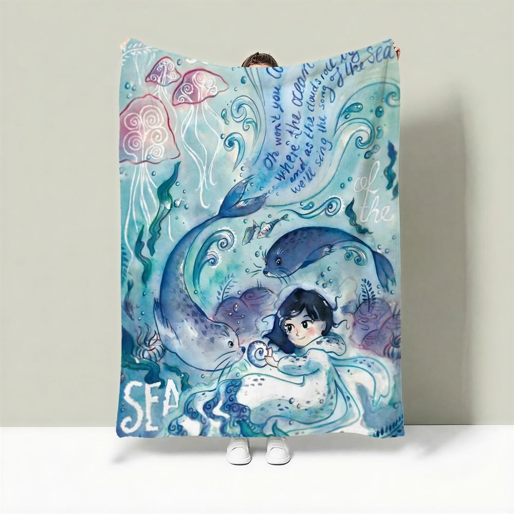 Movie S-Song of the Sea Throw Lightweight 240g Flannel Blanket Soft Skin-friendly for Summer Cooling 75X95CM