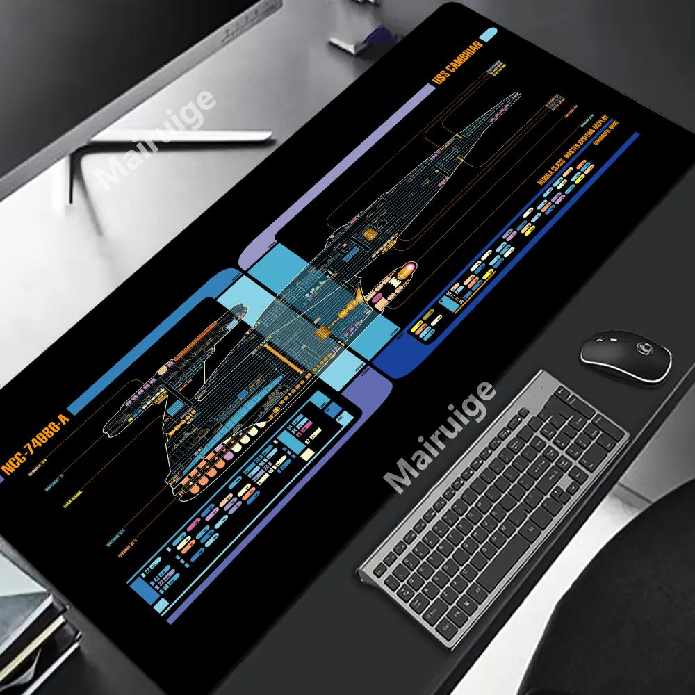 Starship Blueprint Pad Desk Pad Mouse Pad Gamer Computer Cabinet Star Trek Game Office Accessories Keyboard Anime Extended Large