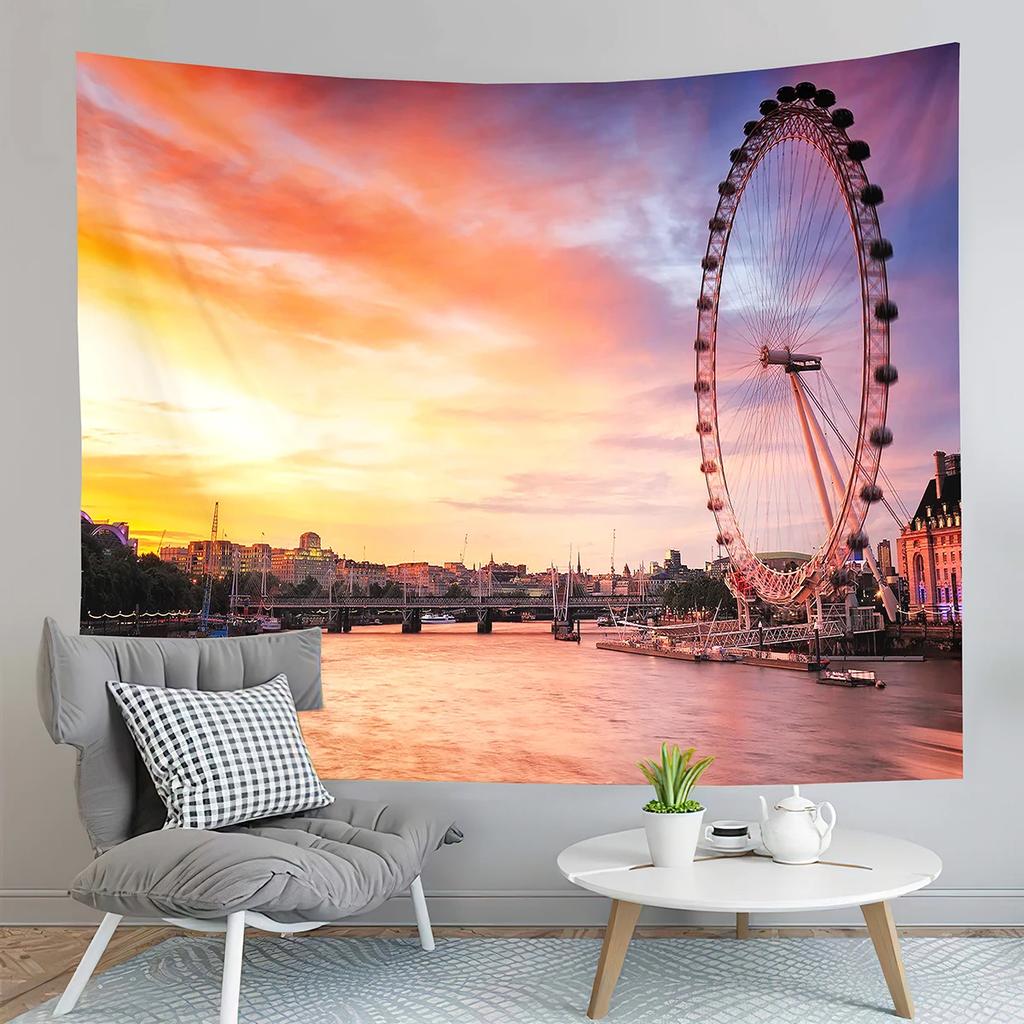 London Big Ben Tapestry Night City View Tapestry Westminster Bridge Tapestry Home Living Room Bedroom Wall Modern Art Tapestries