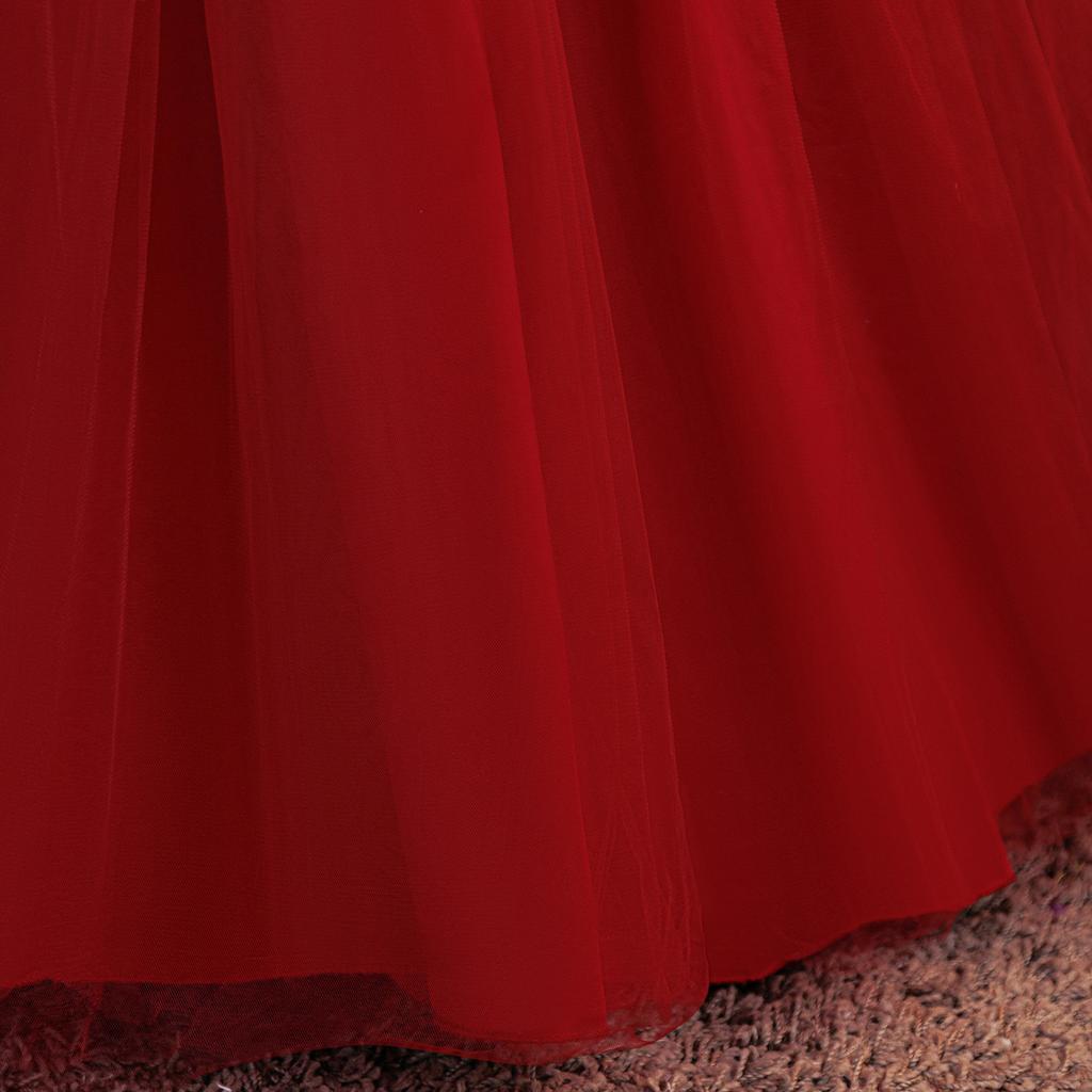 Flower Girl Princess Dress For Weddings Summer Kid Formal Bow Long Gown For School Evening Party Children New Year Cloth LP691