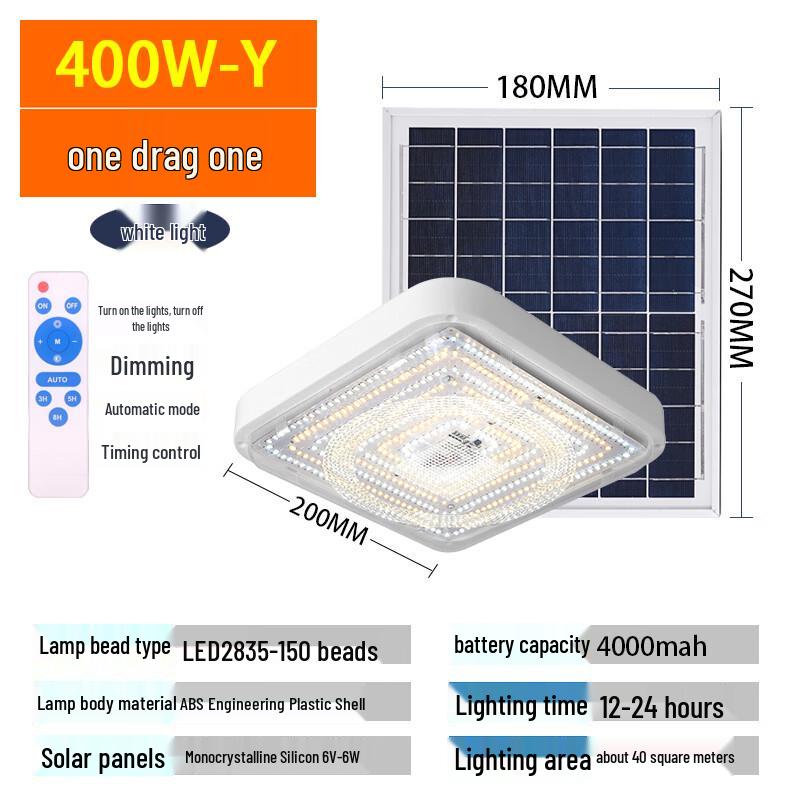 400W Super Bright Square Solar Ceiling Light