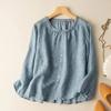 Women S Loose Vintage Long Sleeve Linen Blouse Summer Casual Sun Protection Top