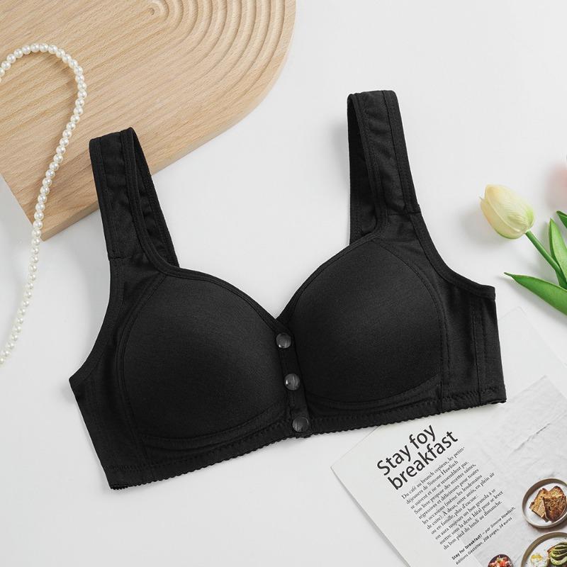 White Cotton Front Closure Bra with Wide Comfort Straps and Non Wired Support