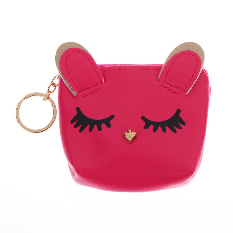 Mini Cute Cat Wallet Keychain Cartoon Lipstick Bag Fashion Earphone Keys Storage Bags Zipper Coin Purse Pendant Girls Gift