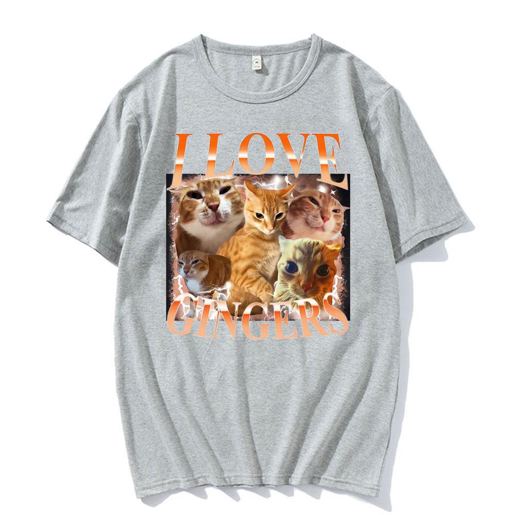 I Love Gingers Orange Cat Vintage 90s Graphic T Shirt Unisex Unisex Clothing Fashion Comfort Short Sleeves Loose Tshirts Streetwear