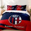 Bologna Football Club Custom Name 3pc Set Perfect for Bedroom Use Comfortable Bedding Set Includes a Duvet Cover and Two Pillowcases Ideal Birthday or