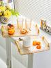 Luxurious Rectangular Shockproof Tea Cup Coaster with Gold Edge - Multi-functional Storage Tray for Living Room