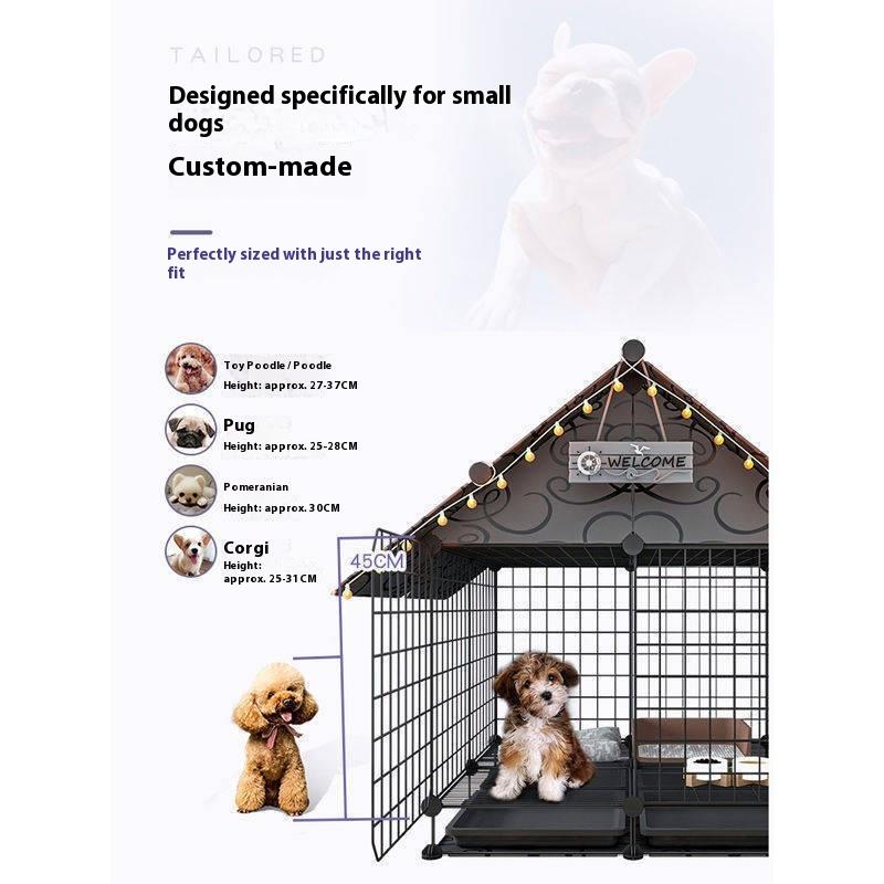 Klatka dla psa Mała Willa dla psa z oddzieleniem toalety Szczeniak Pomeranian Teddy Kennel Ogrodzenie dla zwierząt Ogrodzenie Wewnętrzne