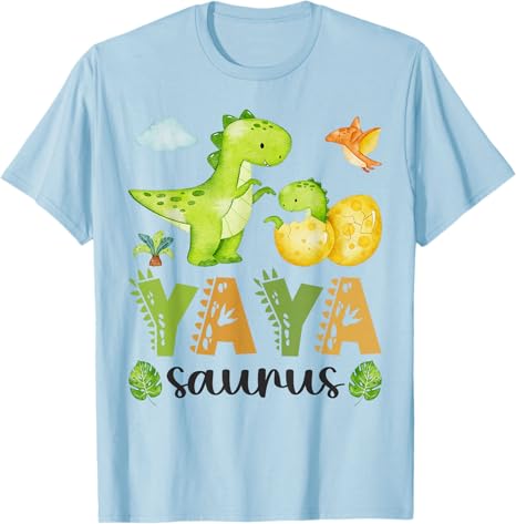 Yaya Saurus TRex Dinosaur Matching Mothers Day TShirt Cute Y2k Aesthetic Clothes Novelty Gift Short Sleeve Blouses