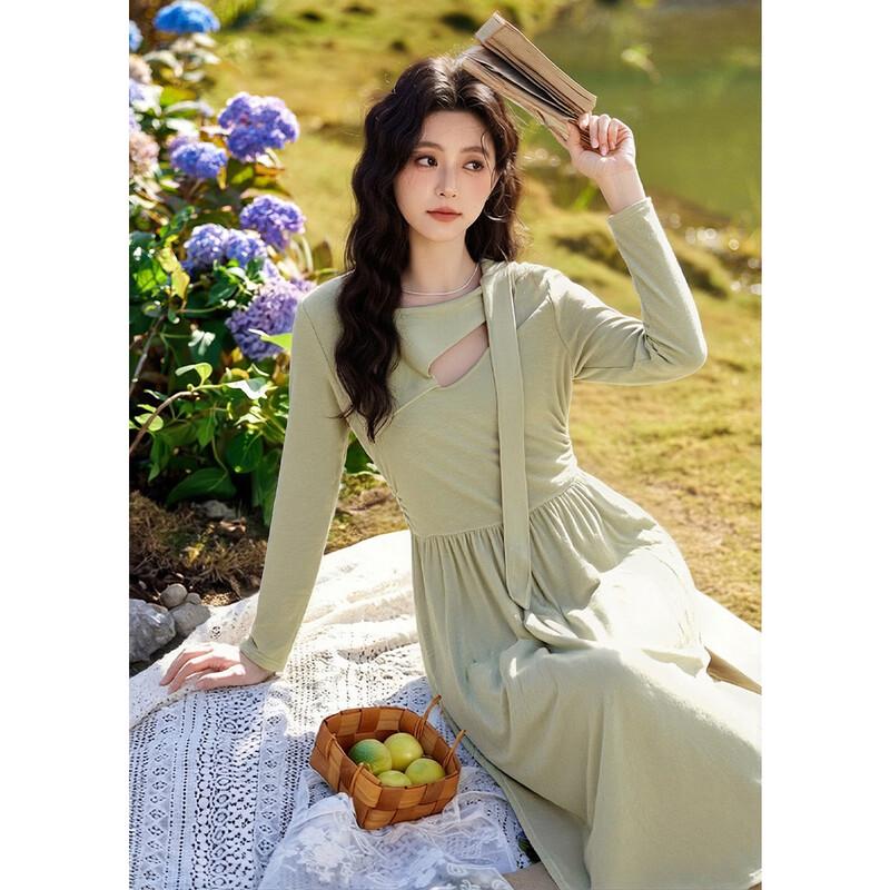 Petite Elegant Green Tie-Strap Maxi Dress S