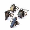 Gothic Adjustable Rings Boho Raw Stone Rings Natural Stones Natural Crystal Rings  Handmade Jewelry