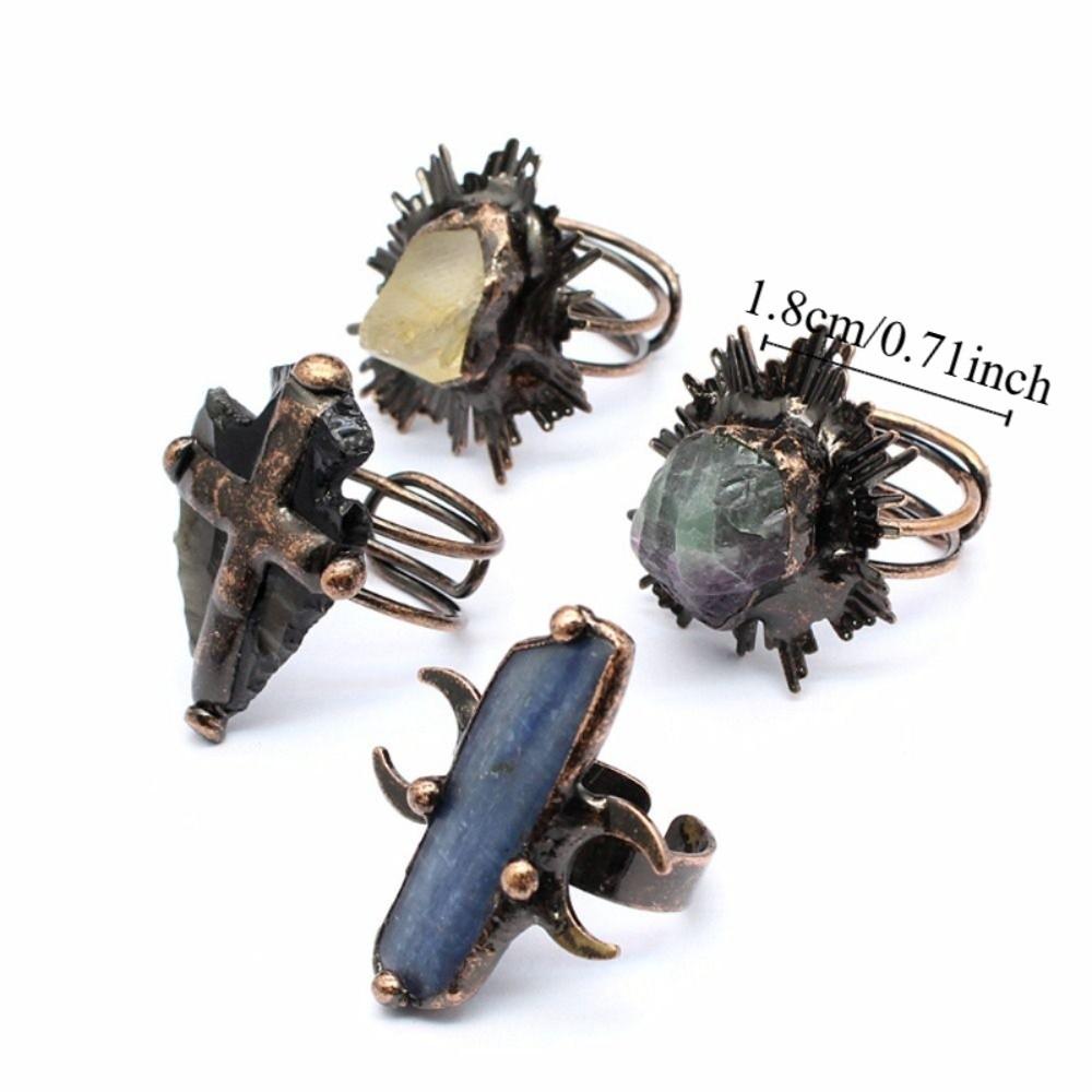 Gothic Adjustable Rings Boho Raw Stone Rings Natural Stones Natural Crystal Rings Handmade Jewelry