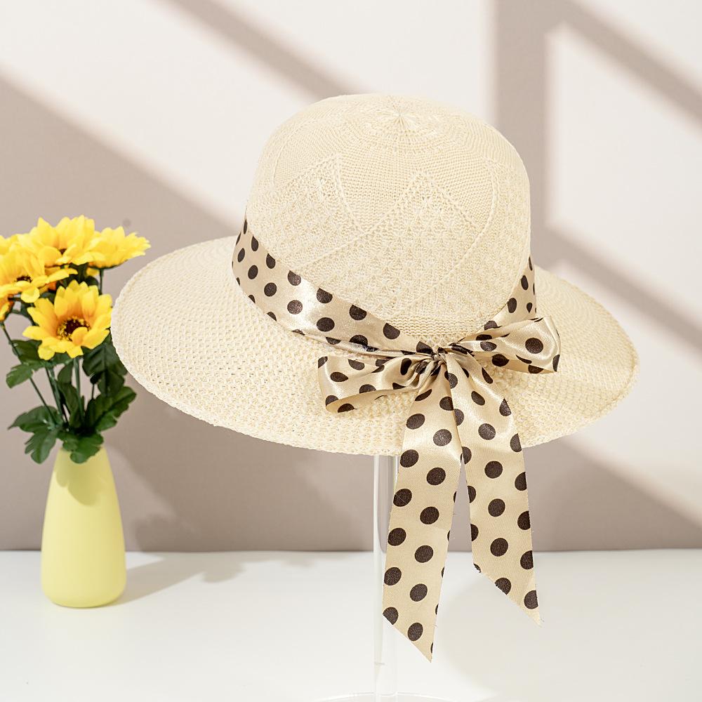 Gift Hats Are Hot-selling In Summer, New Peach Hats, Lafite Straw Hats, Mother's Sunscreen Hats, Sun Hats, Spotted Streamers.