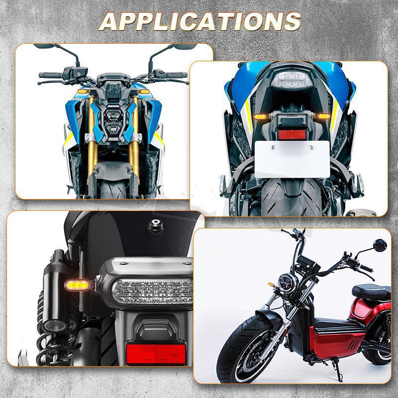 Motorcycle Mini LED Turn Signal Lights Amber Flowing Directional Signal Lamp Intermitentes Moto For Kawasaki Yamaha Cafe Racer