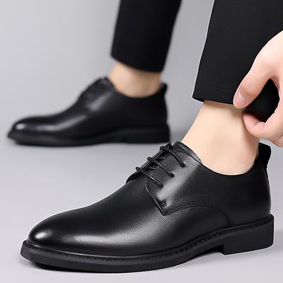 Fashion Men's Business Leather Shoes Black Solid Color Leather Loafers Fashion British Style Men's Dress Shoes Office Work Men's Shoes