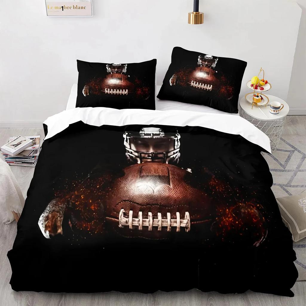 3PC America Football Bedding Microfiber Full/Queen/King/Twin Sport Duvet Cover Set for Boys Girls Teen Speed Victory Quilt Cover