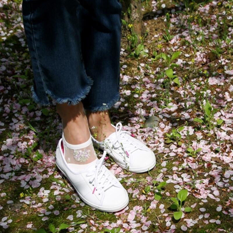 See-through flower bouquet fake socks (3 pieces)