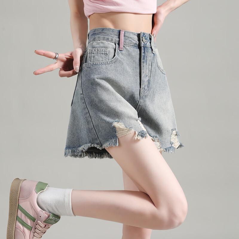 TONLION 2025 Summer Casual Raw-Hem Denim Shorts