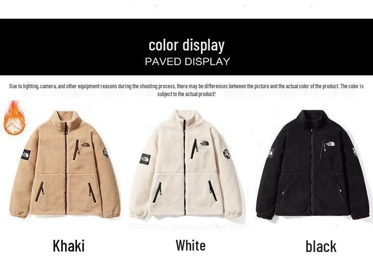 Unisex trendy tlustá bunda s výstřihem do stojáčku, podšitá fleecem, vyšívaná, z jehněčí vlny, pro páry