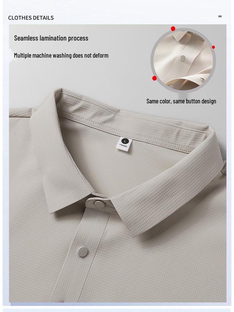 Men's Summer Seamless Ice Silk Polo: Breathable Business Casual Short Sleeve Shirt with Turn-Down Collar