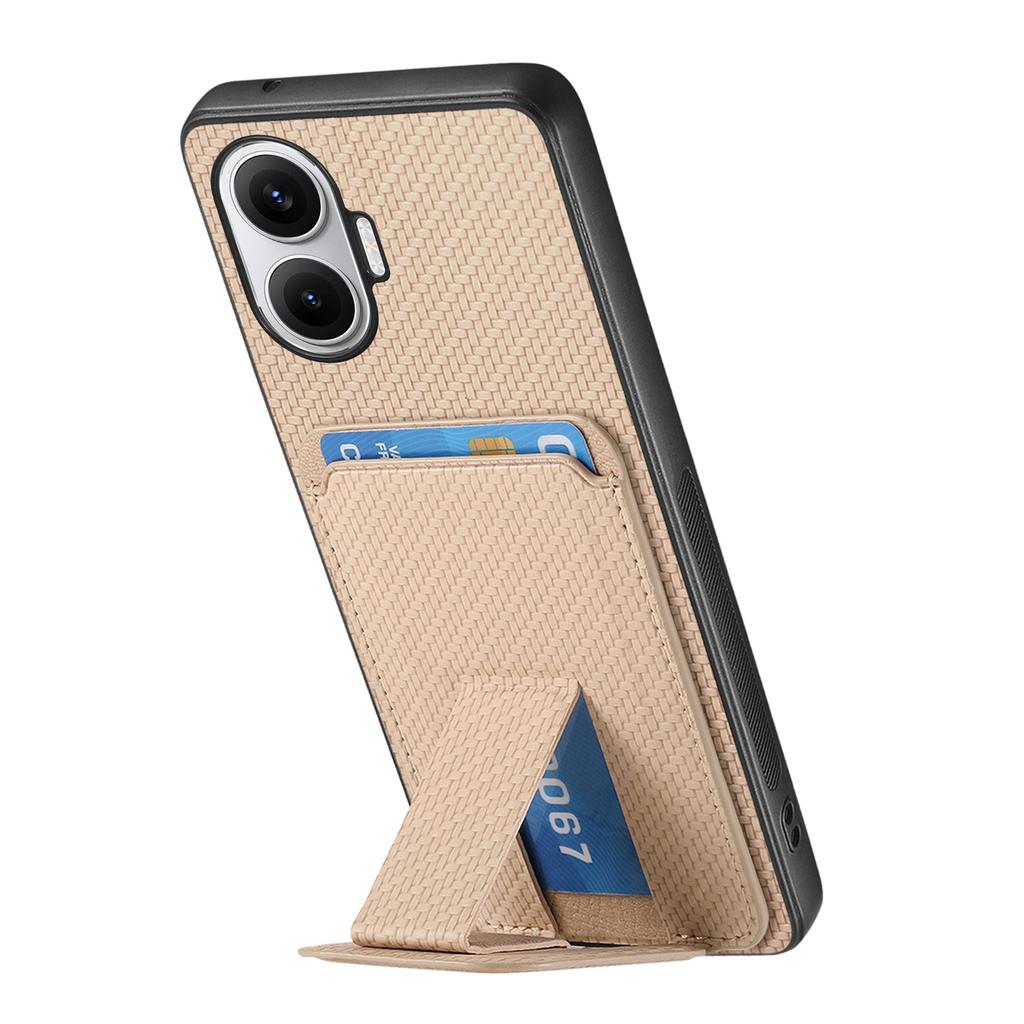 For Xiaomi Redmi Turbo 4 Pro 5G Case Card Holder Carbon Fiber Texture Leather Coated TPU Phone Cover