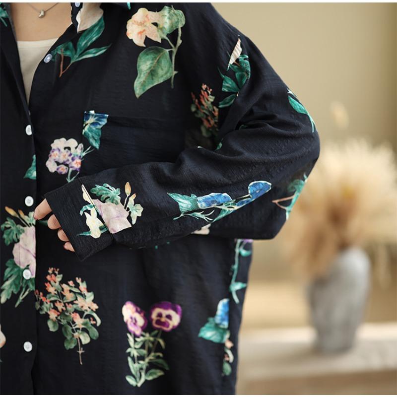 Dimanaf 2025 Women Plus Size Spring Summer Shirt Long Sleeve Blouse Buttons Fashion Tops Tees Loose Printing New Blouse