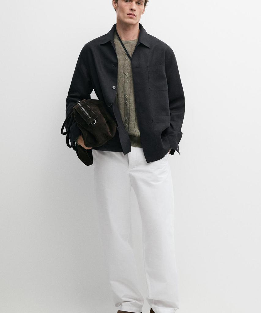 Masimodutti Cotton Linen Poplin Barrel Fit Pants