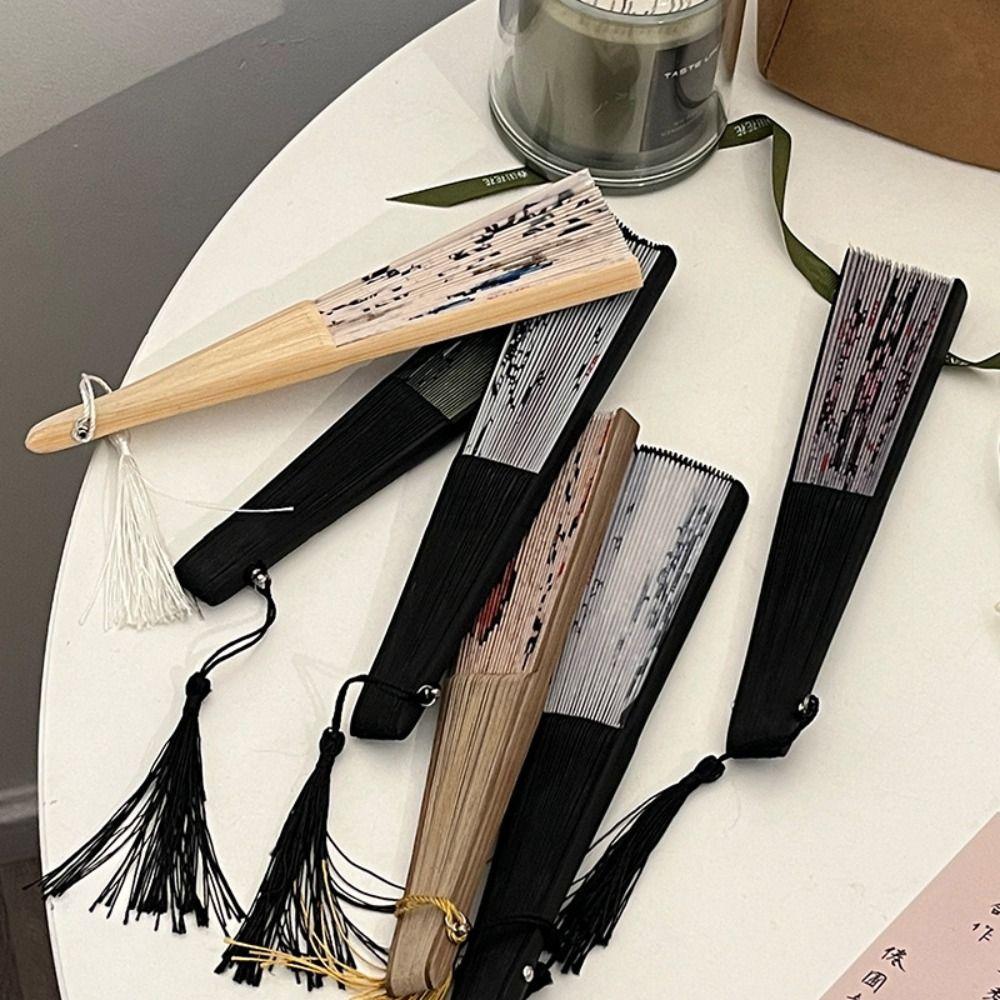 Bamboo Chinese Japanese Folding Fan Colorful Shank Classical Dance Fan  Home Decoration