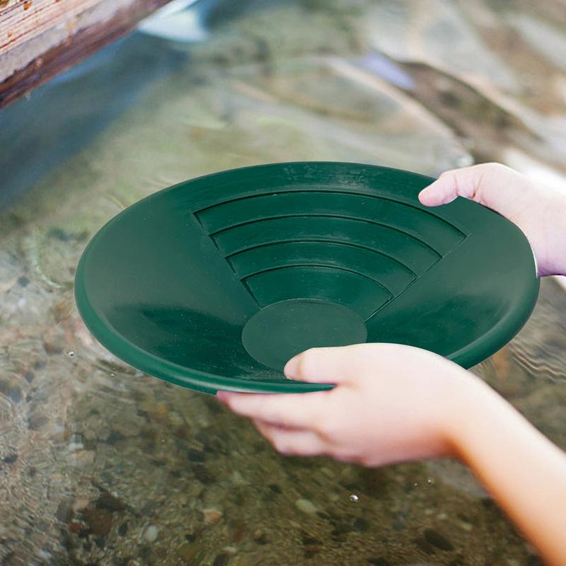 Gold Washing Pan ABS Gold Sifting Classifier Green Gold Pan Washing Sieve Tray Accessory Fall-Resistant Gold Basin Tray
