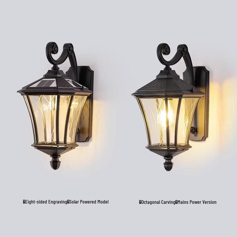 European Style Cross Octagonal Outdoor Solar Wall Lamp
