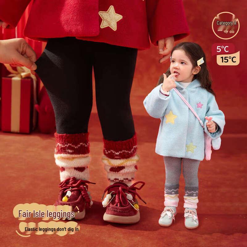 

LUSON Baby Girl s Fleece-Lined Fair Isle Leggings 120