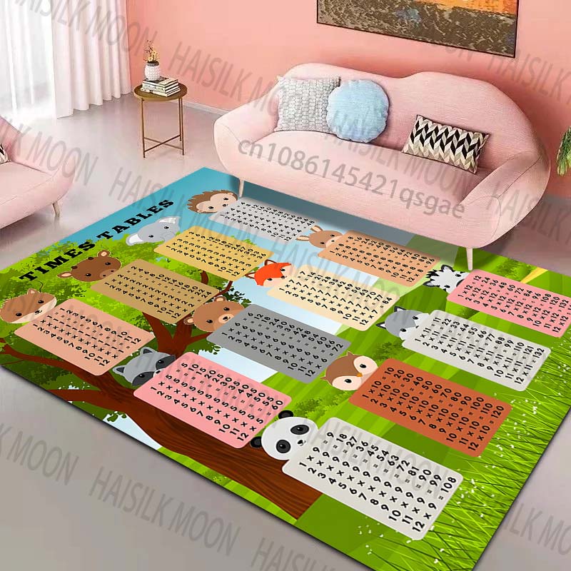 

1PC Animal-themed multiplication tables Pattern Rug Carpets for Bedroom Living Room Sofa Mat Creative Door Mat Home Decor 40x60cm