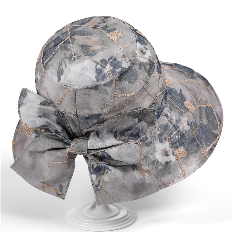 Mesh Flower Streamer Sun Hat Flower Print Breathable Bucket Hats Spring Summer Casual Sunshade Hats for Women