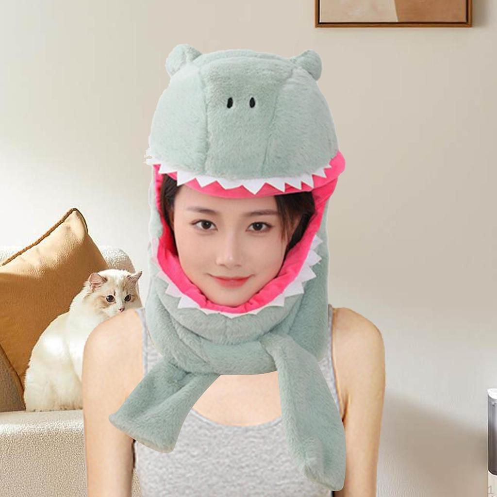 Dinosaur Shaped Headgear Hat Head Cover Adorable Halloween Unique Hooded Scarf Cosplay for Themed