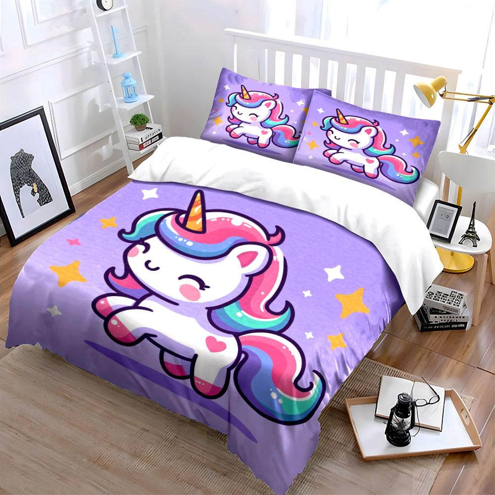 Cute Unicorn Bedding Set Bedding Duvet Cover Set Duvet Cover Pillowcases (1 * Duvet Cover 2 * Pillowcases, Without Duvet Insert)
