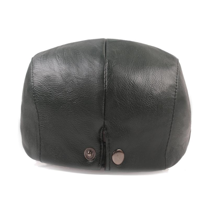 Men's PU Leather Duck Tongue Cap Literary Beret Style Casual Daily & Outdoor Middle-aged Youth Fashion Forward Hat