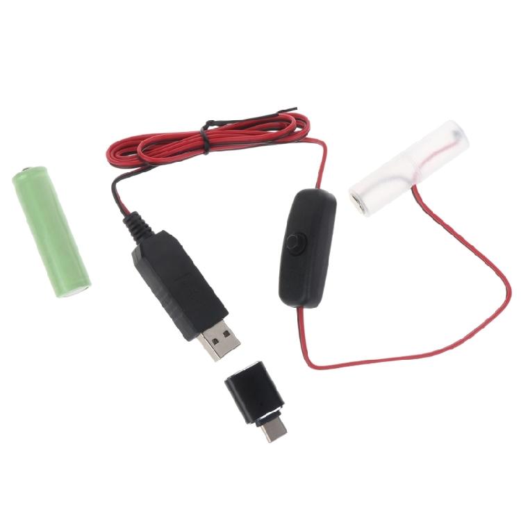 AA 3V Battery Eliminator,USB Power Supply Replace 2pcs 1.5V Batteries,Battery Eliminate Cable for Clock Holiday Light