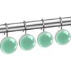 12 pcs Shower Curtain Hooks, Mint Green Solid Color, Decorative Resin Hooks Rings for Bathroom Shower Rods