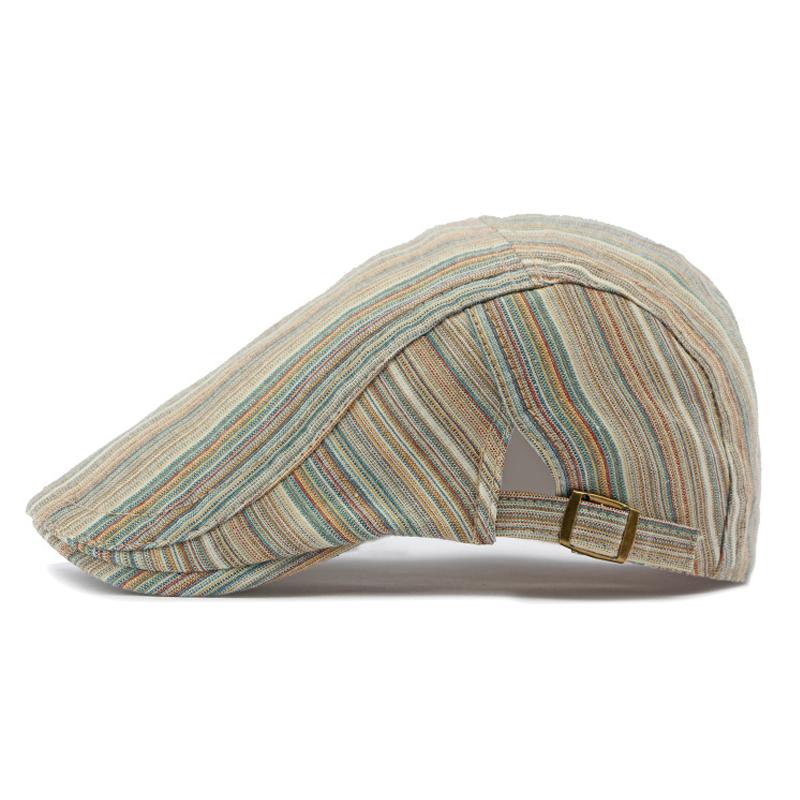 Damen Frühling Sommer Gestreifte Baskenmütze Britische Vintage Kappe Schirmmütze Herren Schiebermützen Flache Kappe Fahrer Efeu Hut Gatsby Malermützen