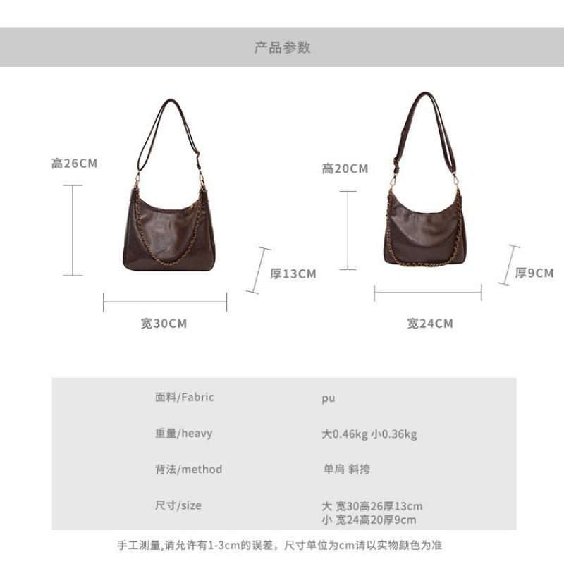 Simple and Large-capacity Bag Women's Autumn and Winter Fashion Chain One Shoulder Armpit Bag Retro Versatile Commuter Messenger Tote Bag