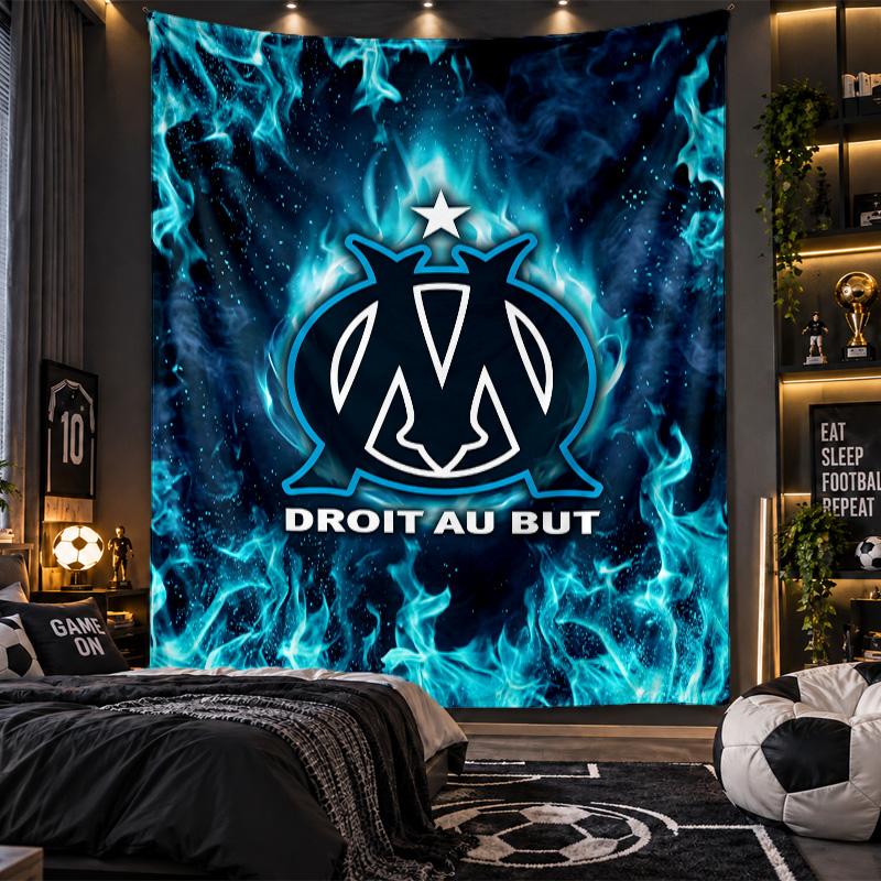 Wall Hanging Tapestry Olympique Lyonnais FC Print Cloth for Living Room Bedroom Home Decor