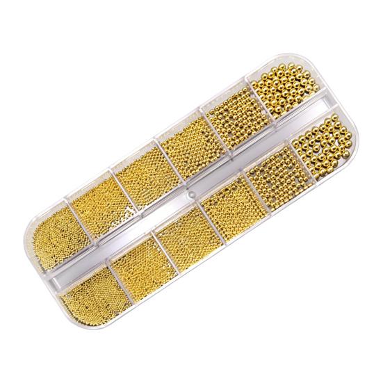 1 Set 12 Grids Nail Art Bead Kit with Storage Box 3D Nail Art Metal Caviar Beads DIY Manicure Design Decoration Charm Nail Accessories