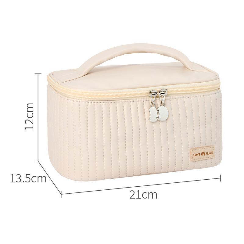 New PU Leather Waterproof Travel Makeup Organizer Bag - Large Capacity, Portable, Convenient for Lipstick and Toiletries.