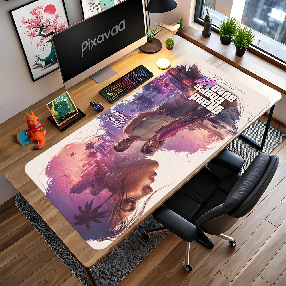 Grand Theft Auto Customize Text Mouse Pad Gamer Mousepad Ultra-Long Desk Mat Non-Slip Rubber Base Office Desk Accessory