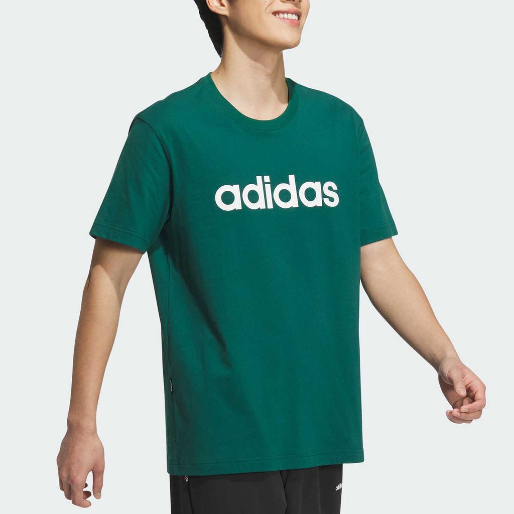 Adidas Letter Print Crew Neck Short Sleeve T-Shirt Unisex Tops Green JF3220