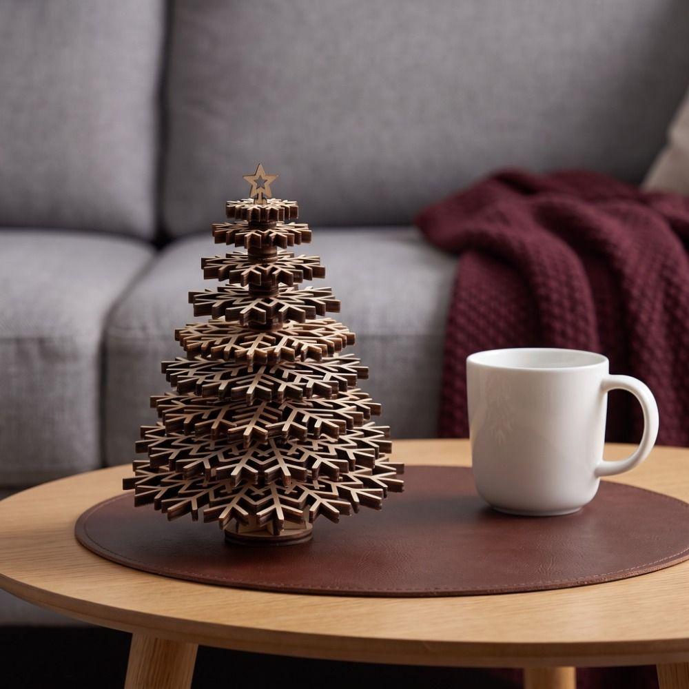 Wooden Christmas Tree Ornament Colorable Snowflake Plate Christmas Decoration DIY Self Installation Christmas Tree Statue