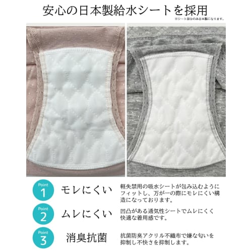 Clean and Comfortable Absorbent Panties for Light Incontinence, Women's Underwear, Antibacterial and Odor-Resistant, with Absorbent Sheets, 2-Piece Se