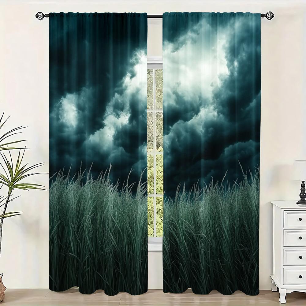 2pc, Window Curtains Dramatic Sky Polyester,Without Electricity Party Decorations Applies To Classroom, Office