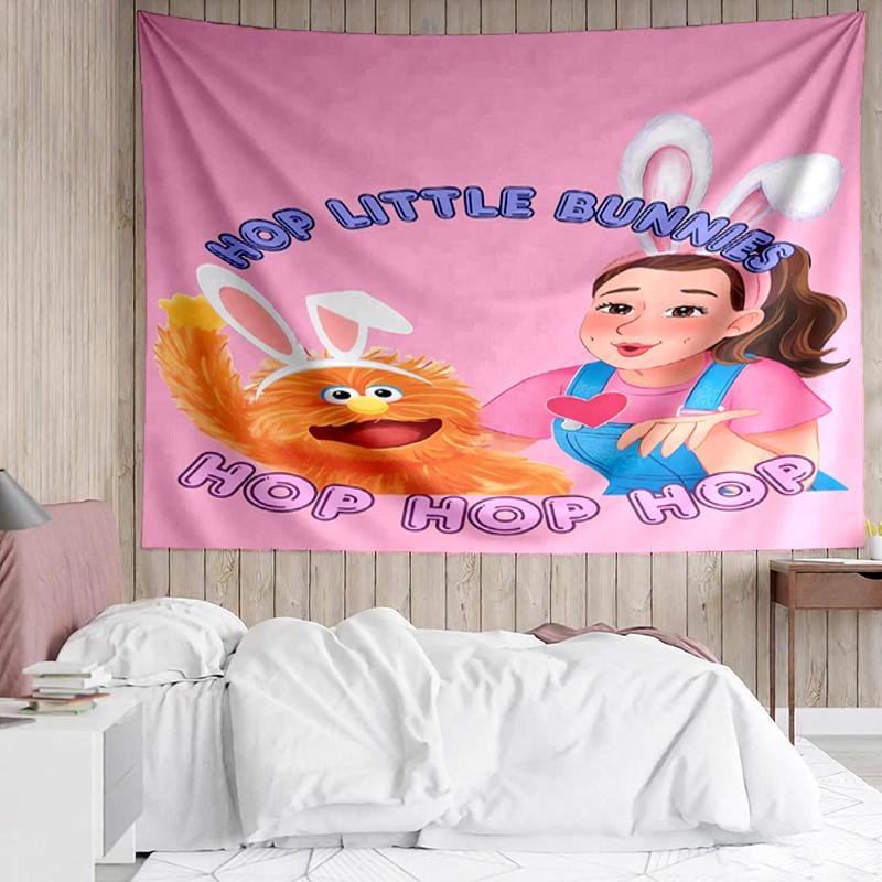 Ms.-Rachel Print Tapestry, Backdrop, Easy Setup, Ideal for Bedroom, Office & Living Room, with Aesthetic Wall Hanging Decor.